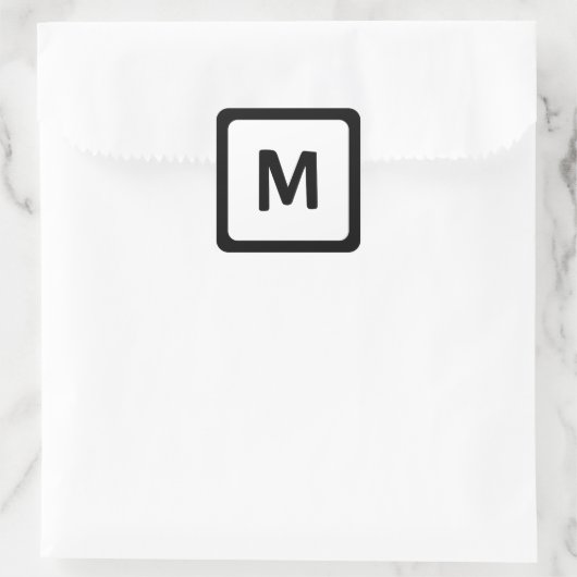 Zwart randhoekmonogram vierkante sticker (Tas)
