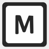 Zwart randhoekmonogram vierkante sticker (Voorkant)