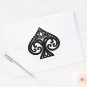 Zwart randloos Art Deco Ace of Spades Ronde Sticker (Envelop)