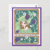 Zwart Raspberry Fairy Fantasy Art Nouveau Print Briefkaart (Voorkant / Achterkant)