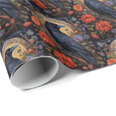 Zwart Raven Donker Gotisch Patroon Cadeaupapier (Rol Hoek)