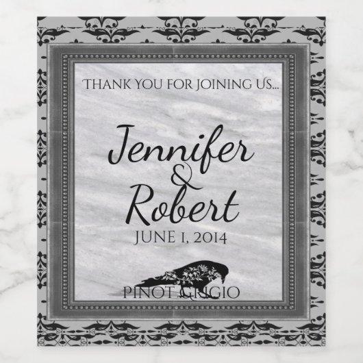 Zwart Raven Gotisch Lijst Bruiloft Wijn Label Wijn Etiket (Enkel label)