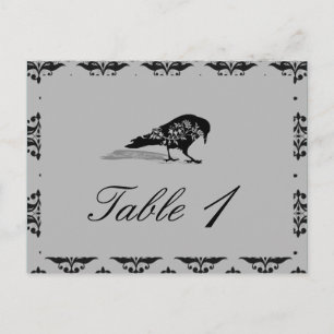 Zwart Raven Gotisch Lijst Trouwtafel nummer Briefkaart