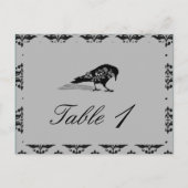 Zwart Raven Gotisch Lijst Trouwtafel nummer Briefkaart (Voorkant)