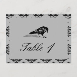 Zwart Raven Gotisch Lijst Trouwtafel nummer Briefkaart