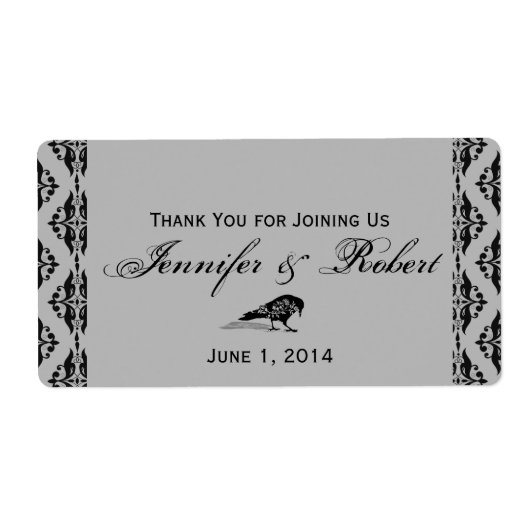 Zwart Raven Gotisch Lijst Waterflesetiket Etiket (Voorkant)