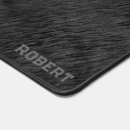 Zwart realistisch bonttextuur monogram bureaumat (Hoek)