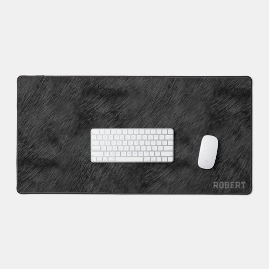 Zwart realistisch bonttextuur monogram bureaumat (Keyboard & Muis)