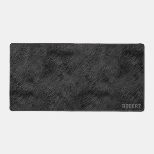 Zwart realistisch bonttextuur monogram bureaumat (Voorkant)