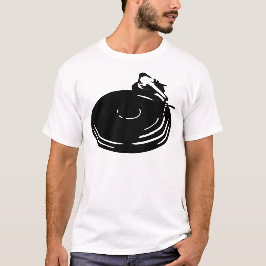 zwart record keerbaar t-shirt (Voorkant)
