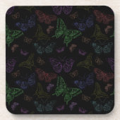 Zwart-regenbooggekleurde vlinders vliegen bier onderzetter (Voorkant)