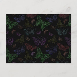 Zwart-regenbooggekleurde vlinders vliegen briefkaart