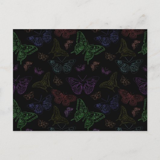 Zwart-regenbooggekleurde vlinders vliegen briefkaart (Voorkant)