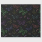 Zwart-regenbooggekleurde vlinders vliegen cadeaupapier (Vlak)