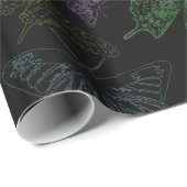 Zwart-regenbooggekleurde vlinders vliegen cadeaupapier (Rol Hoek)