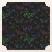 Zwart-regenbooggekleurde vlinders vliegen kartonnen onderzetters (Voorkant)