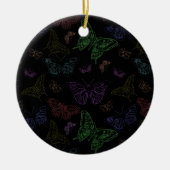 Zwart-regenbooggekleurde vlinders vliegen keramisch ornament (Voorkant)