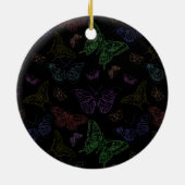 Zwart-regenbooggekleurde vlinders vliegen keramisch ornament (Achterkant)