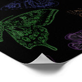 Zwart-regenbooggekleurde vlinders vliegen poster (Hoek)