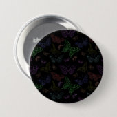 Zwart-regenbooggekleurde vlinders vliegen ronde button 7,6 cm (Voorkant /achterkant)