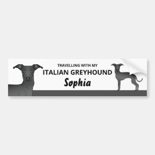 Zwart - Reizen Met Mijn Italiaanse Greyhound-hond Bumpersticker