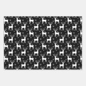 Zwart rendier, kerstboom en feestpatroon inpakpapier vel (Voorkant)