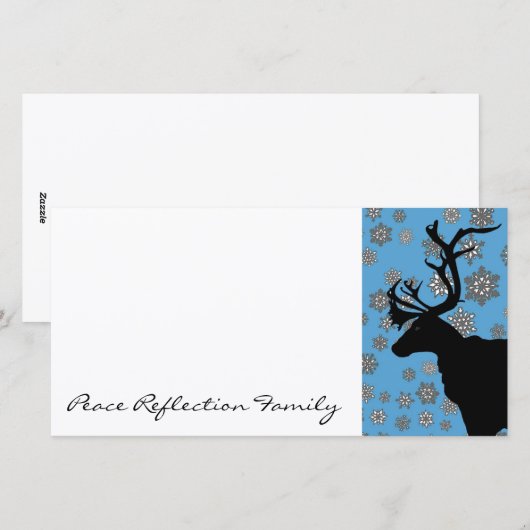 Zwart Rendier met Sneeuwvlokken Feestdagenkaart (Voorkant / Achterkant)