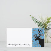 Zwart Rendier met Sneeuwvlokken Feestdagenkaart (Staand voorkant)