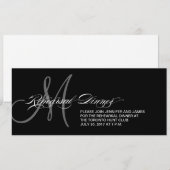Zwart repetitief diner Uitnodigingsmonogram Kaart (Voorkant / Achterkant)