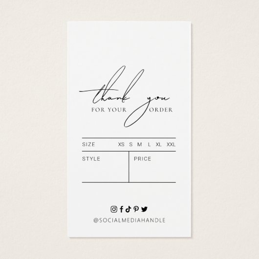 Zwart Retail Label Minimalistische Kleding Prijs L Visitekaartje (Achterkant)