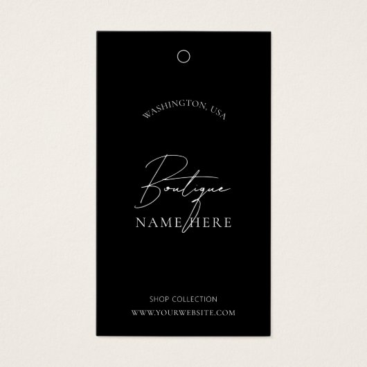 Zwart Retail Label Minimalistische Kleding Prijs L Visitekaartje (Voorkant)