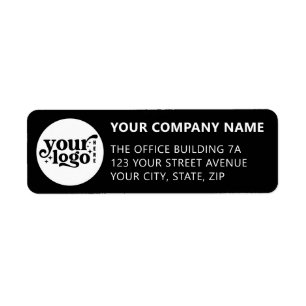 Zwart retouradres label met Logo van bedrijf