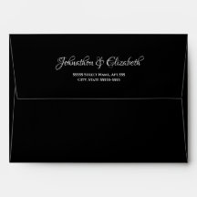 Zwart retouradres voor trouwfeest