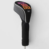 zwart retro beste papa ooit script naam golfheadcover (Schuin)