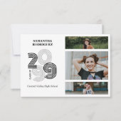 Zwart Retro Big Numbers 3-foto Afstuderen Kaart (Voorkant)