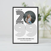 Zwart Retro Big Numbers Afstuderen Foto Kaart (Staand voorkant)