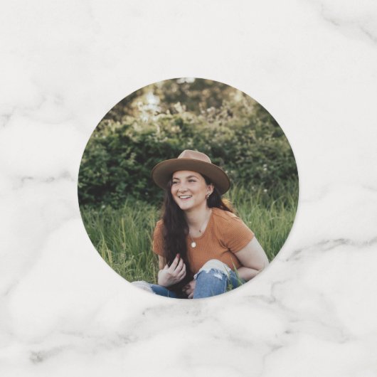 Zwart Retro Big Numbers Klasse van Senior Foto Confetti (Kleine voorkant)