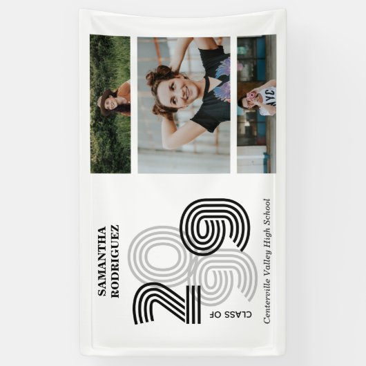 Zwart Retro Big Numbers Klasse van Senior Foto Spandoek (Verticaal)