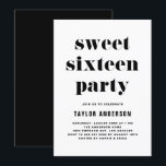 Zwart Retro Bold Typografie Sweet 16 Verjaardag Kaart<br><div class="desc">Nodig gasten uit voor uw evenement met deze aanpasbare zoete zestienjarige uitnodiging. Het is voorzien van retro vette en eenvoudige typografie. Personaliseer door uw gegevens toe te voegen. Deze zwarte zoete 16 feestuitnodiging is perfect voor elk evenemententhema.</div>