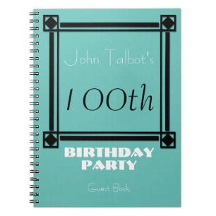 Zwart retro lijst 100th Birthday Party Guest Book Notitieboek