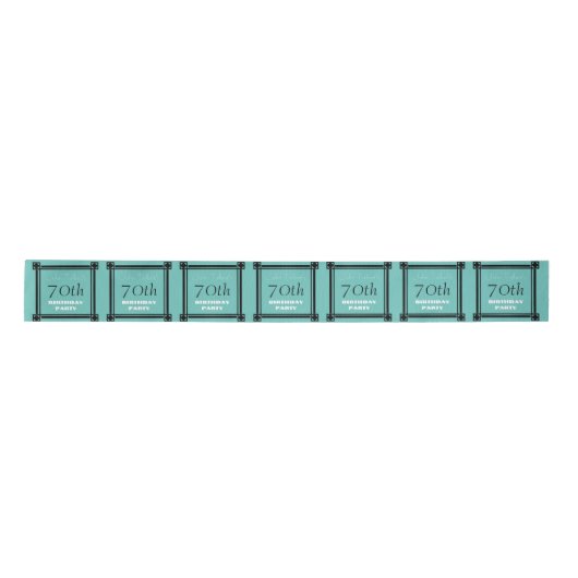 Zwart retro lijst 70th Birthday Large Ribbon Satijnen Lint (Voorkant)