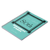 Zwart retro lijst 80th Birthday Party Guest Book Notitieboek (Linkerzijde)