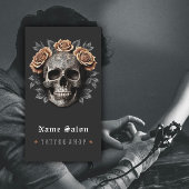 Zwart  Retro Modern Tattoo Artist Skull Visitekaartje