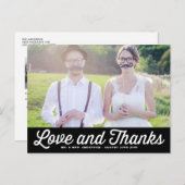 Zwart Retro Script Foto bruiloft Dank u Briefkaart (Voorkant / Achterkant)
