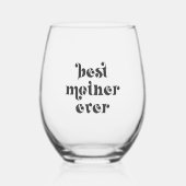 Zwart Retro Typografie - Beste Moeder Ooit Wijnglas Zonder Voet (Voorkant)