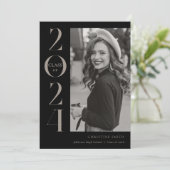 Zwart Retro Typografie Foto Afstuderen Aankondiging (Staand voorkant)