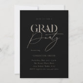 Zwart Retro Typografie Foto Graduation Party Kaart (Voorkant)