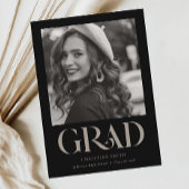Zwart Retro Typografie Foto Graduation Party Kaart
