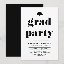 Zwart Retro Vet Typografie Afstudeerfeest Kaart