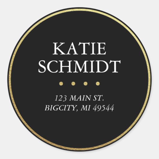Zwart Return Adres Label met Faux Gold Folie (Voorkant)